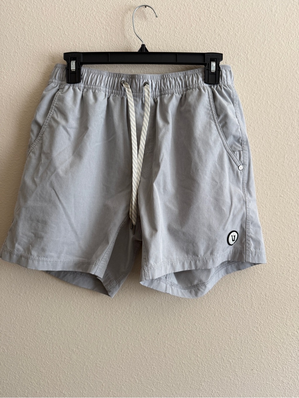 Vuori Light Gray Men's Swim Trunks with Drawstring